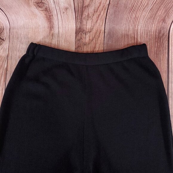 St John Basics Womens Size 12 Black High Rise Wide Leg Knit Pants Made in USA - Picture 7 of 10